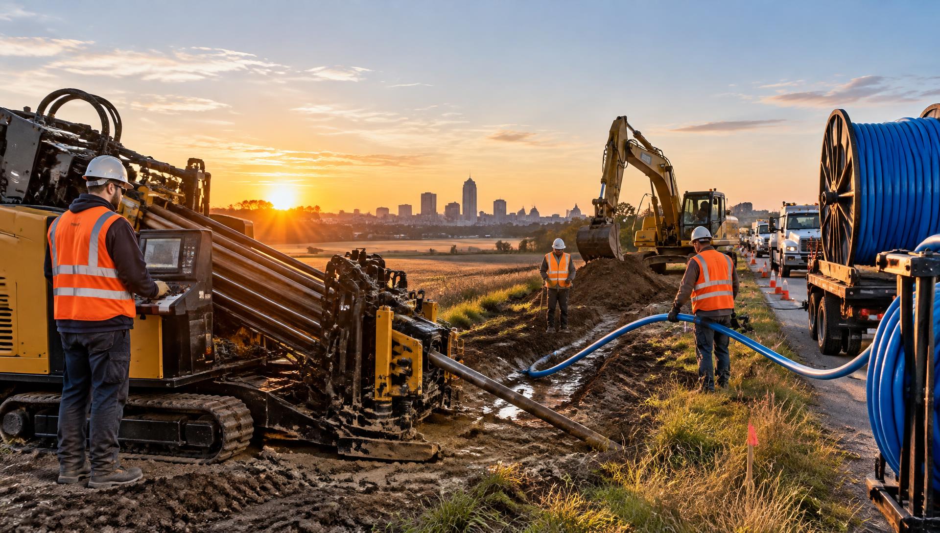 Underground fiber infrastructure crew at work